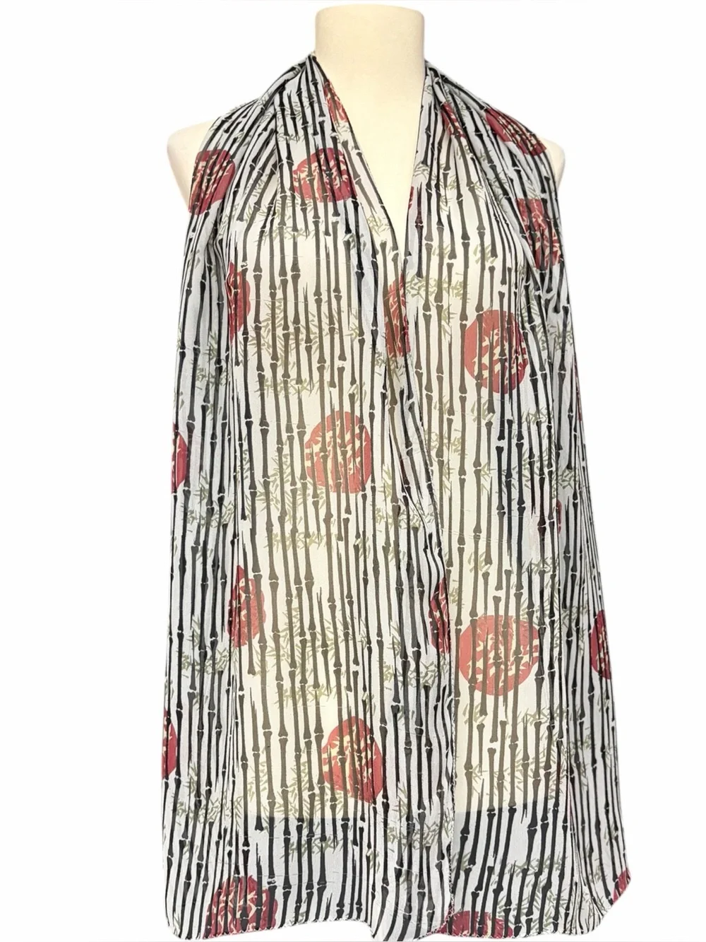 Chico’s 100% Silk Goth Skeleton Bones Rose Print Scarf 64” x 14”